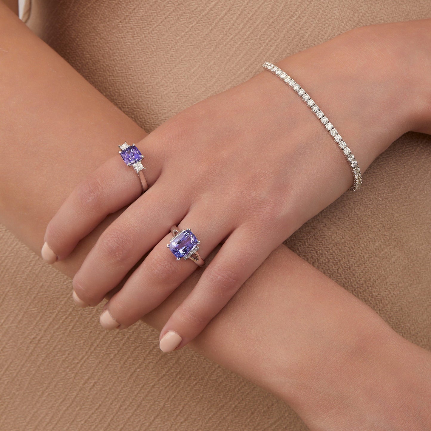3.95ct Tanzanite and Diamond Ring | 18ct White Gold