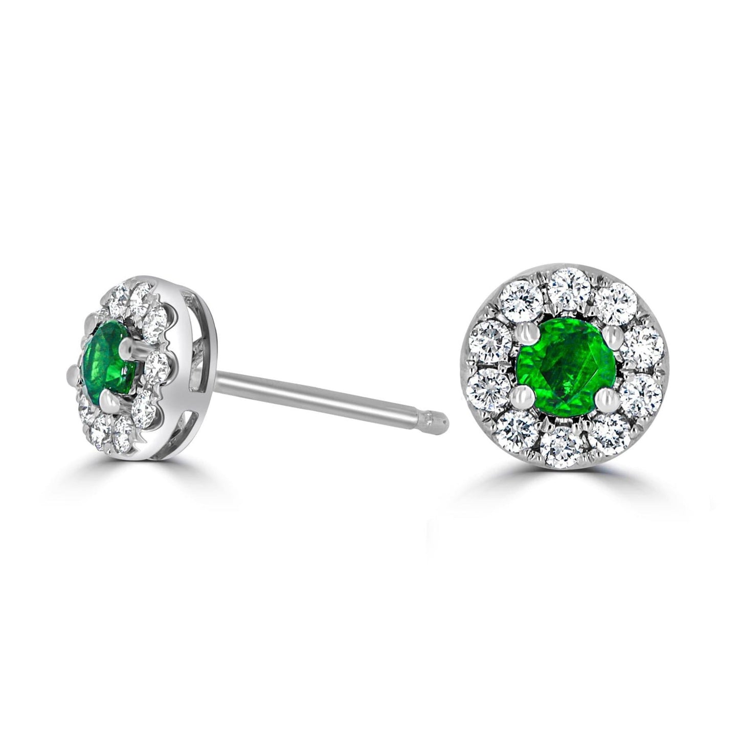 Halo Emerald & Diamond Earrings - Rosendorff Diamond Jewellers