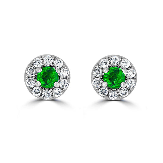 Halo Emerald & Diamond Earrings - Rosendorff Diamond Jewellers