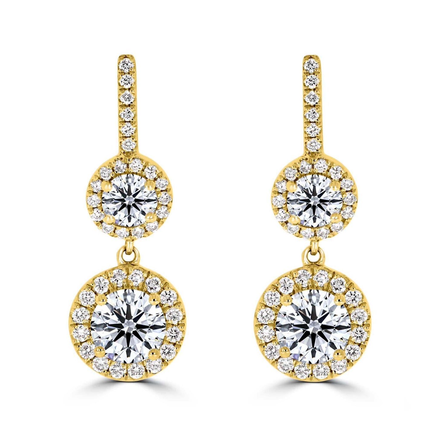 Double Halo Drop Diamond Earrings - Rosendorff Diamond Jewellers