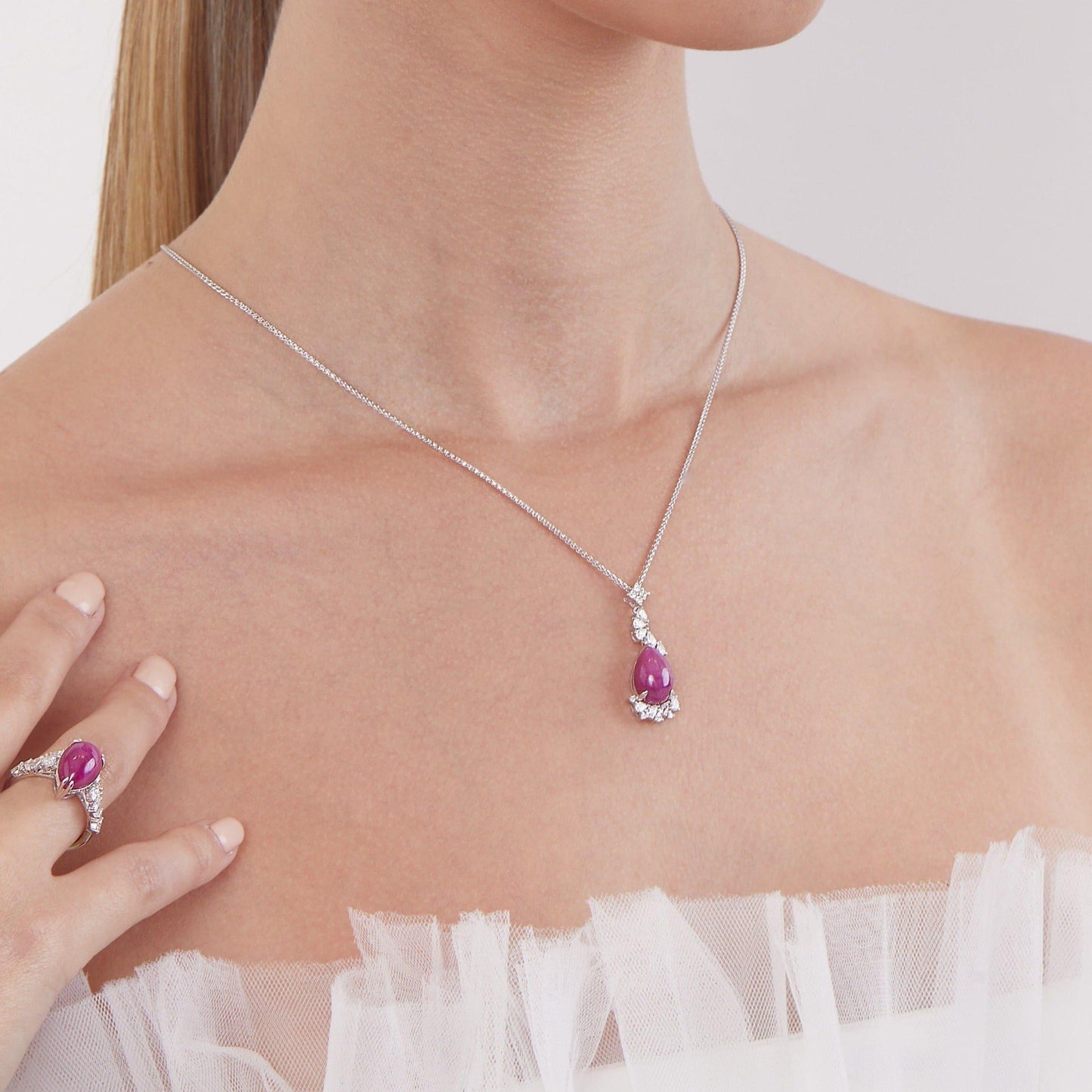 Cabochon Ruby & Diamond Pendant - Rosendorff Diamond Jewellers