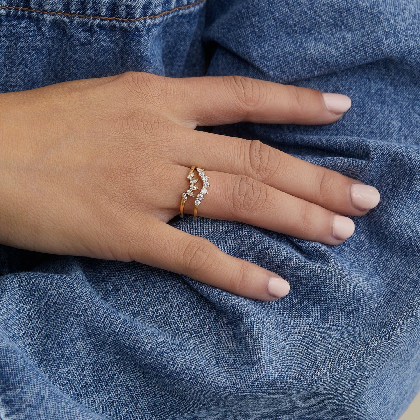 Curved Diamond Crown Ring