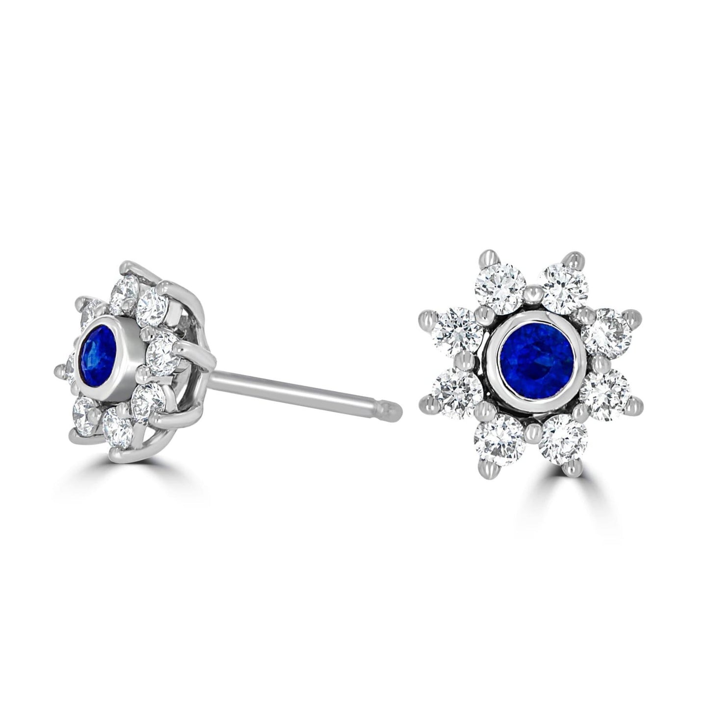 Star Halo Sapphire & Diamond Earrings - Rosendorff Diamond Jewellers