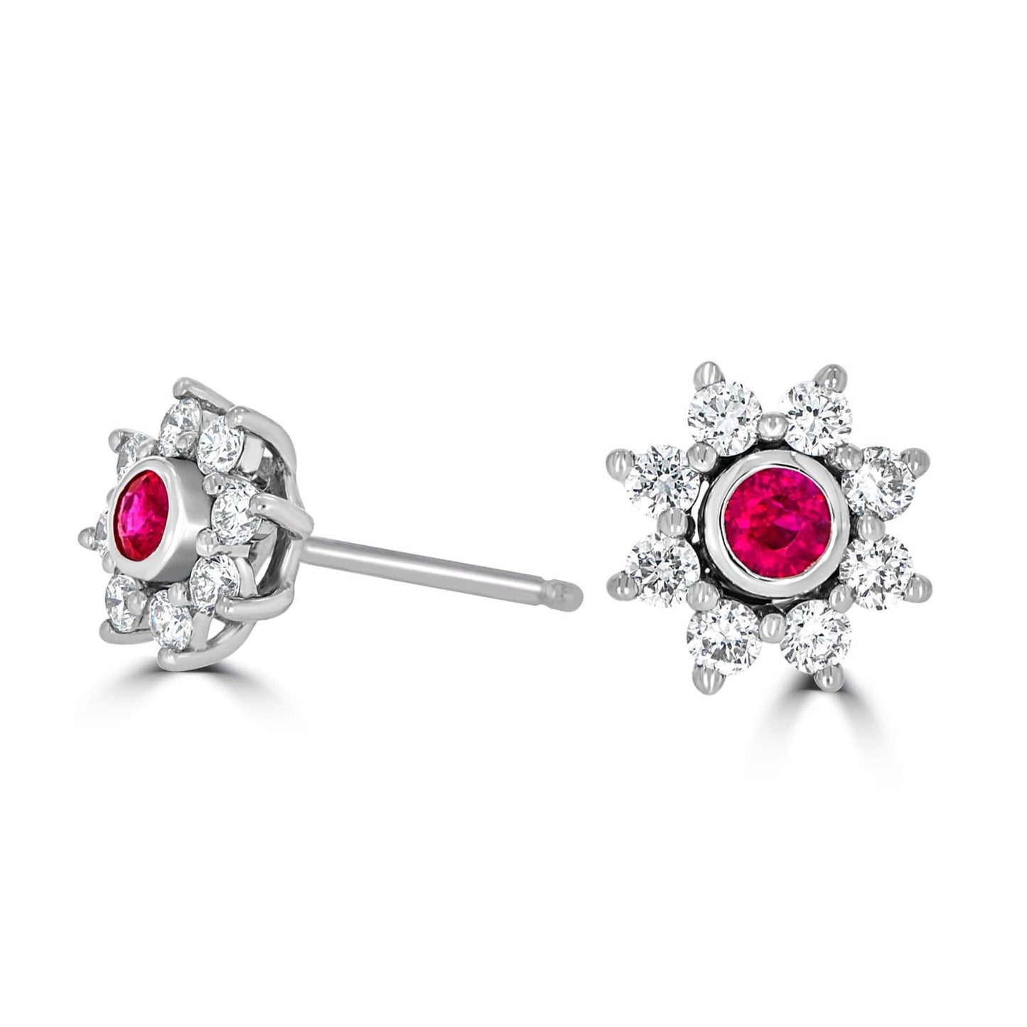 Star Halo Ruby & Diamond Earrings - Rosendorff Diamond Jewellers