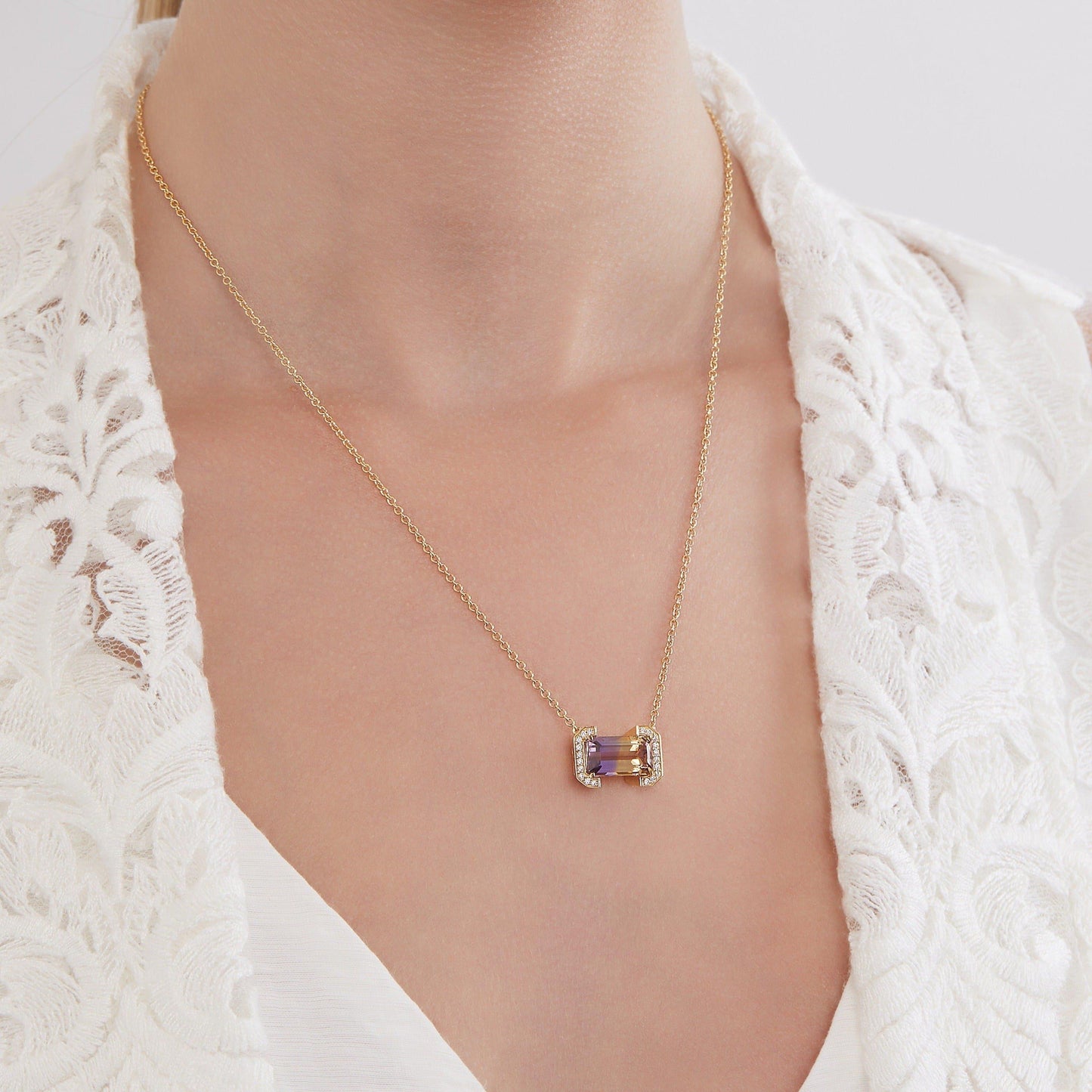 Framed Ametrine and Diamond Pendant - Rosendorff Diamond Jewellers