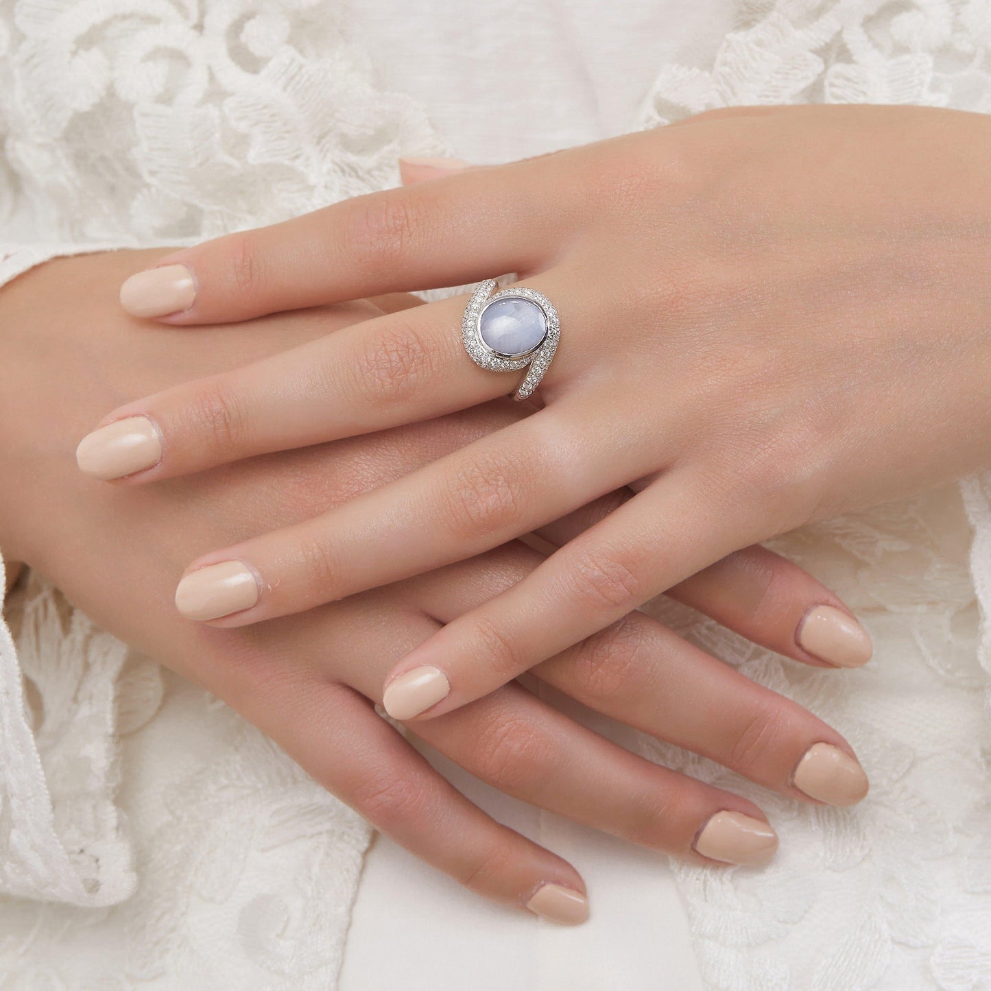 Star Sapphire and Diamond Twist Ring - Rosendorff Diamond Jewellers