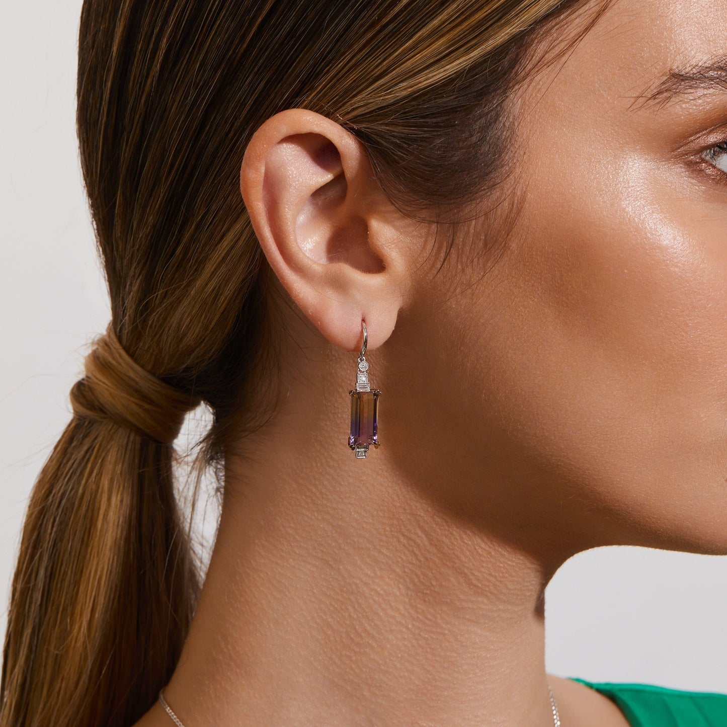 Ametrine and Diamond Drop Earrings | 18ct White Gold