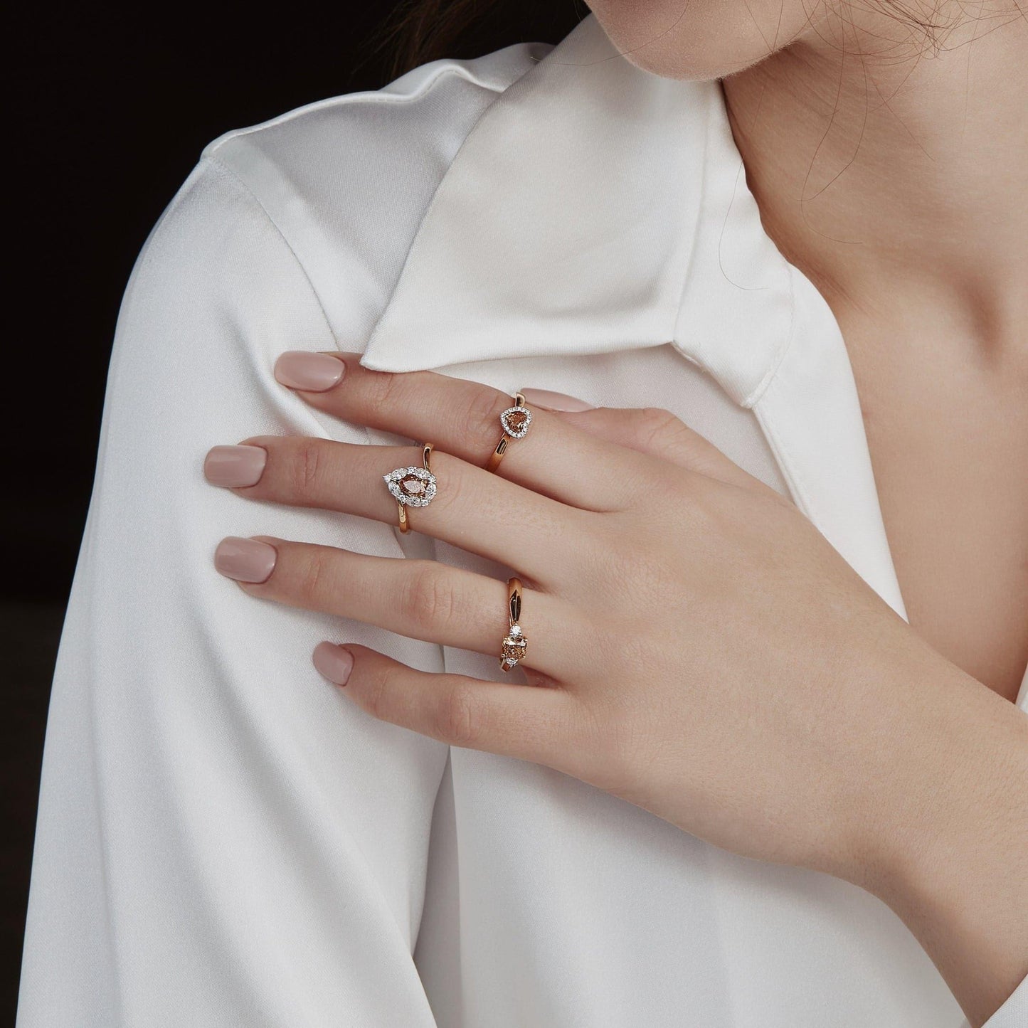 Natural Yellow-Orange Cushion Trilogy Ring - Rosendorff Diamond Jewellers