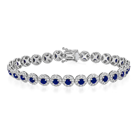 Halo Sapphire & Diamond Bracelet - Rosendorff Diamond Jewellers