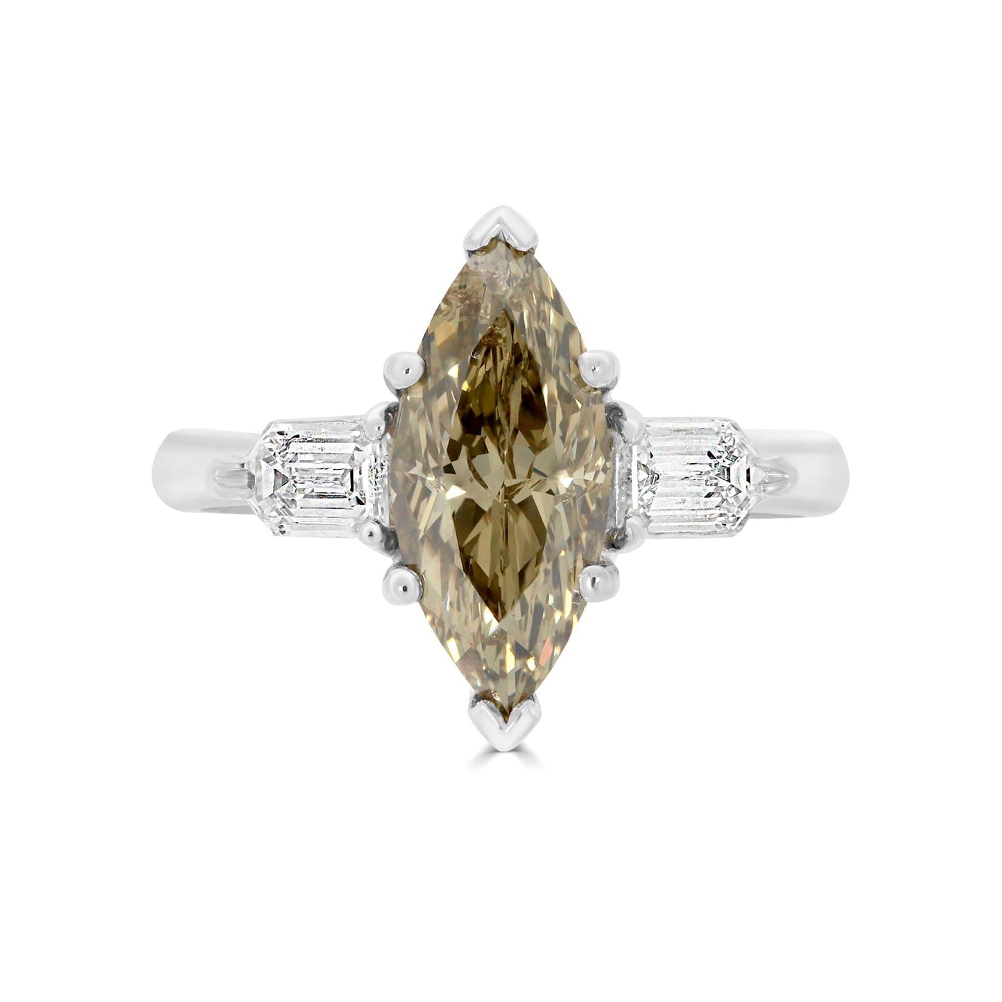 Greenish Marquise Trilogy Diamond Ring - Rosendorff Diamond Jewellers