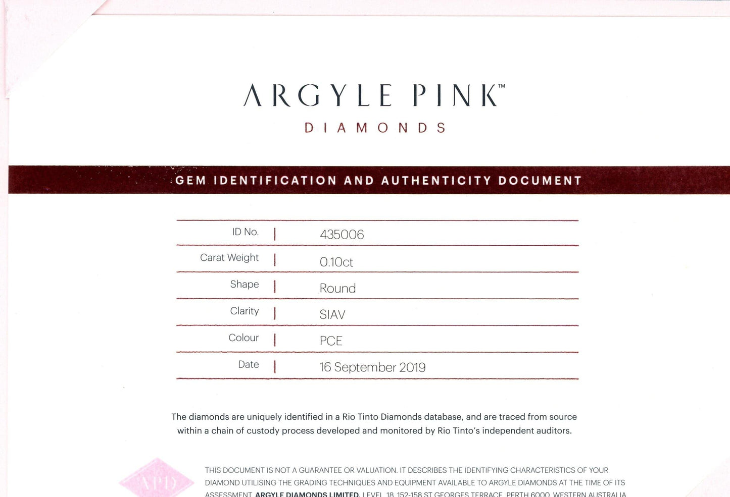 Argyle Pink Champagne Diamond PCE SI 0.10ct Loose - Rosendorff Diamond Jewellers