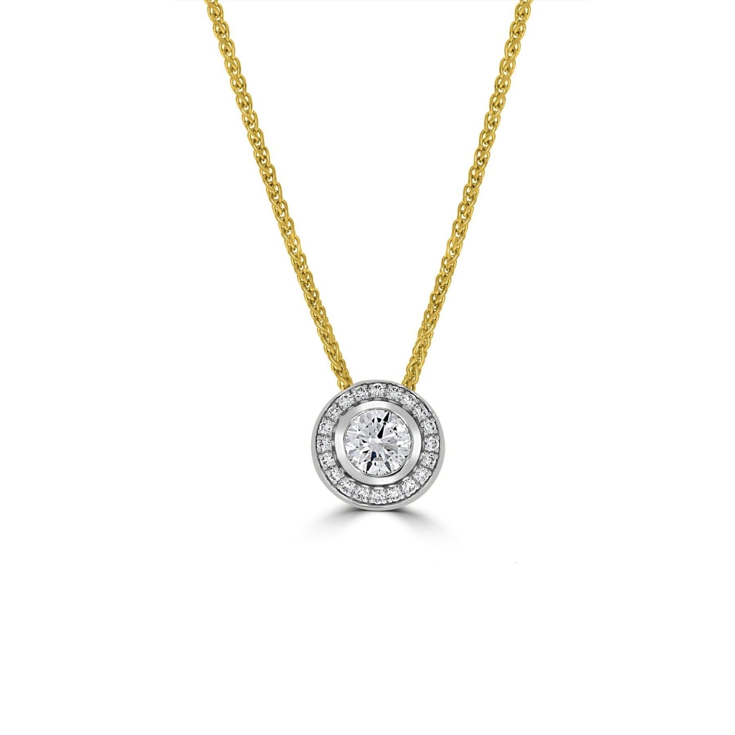 Bezel Halo Diamond Pendants