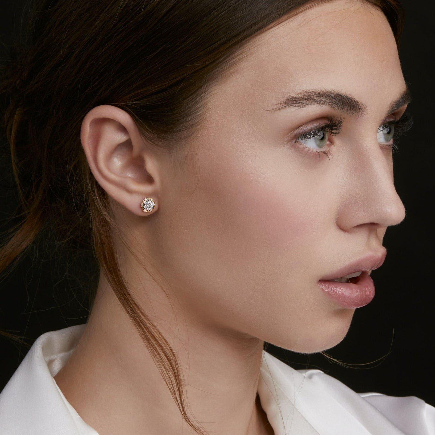 Hex Cluster Diamond Stud Earrings