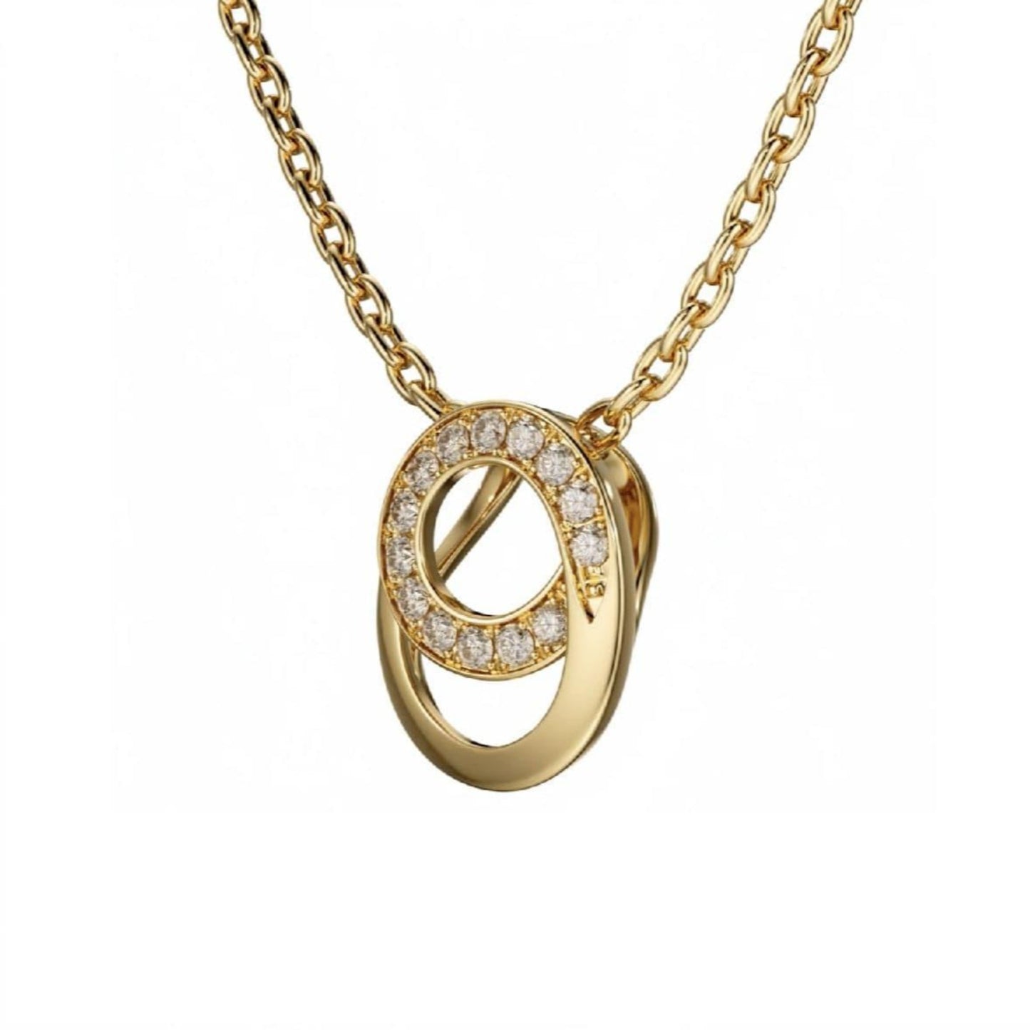 Champagne Double Circle Diamond Pendant | 18ct Yellow Gold - Rosendorff Diamond Jewellers