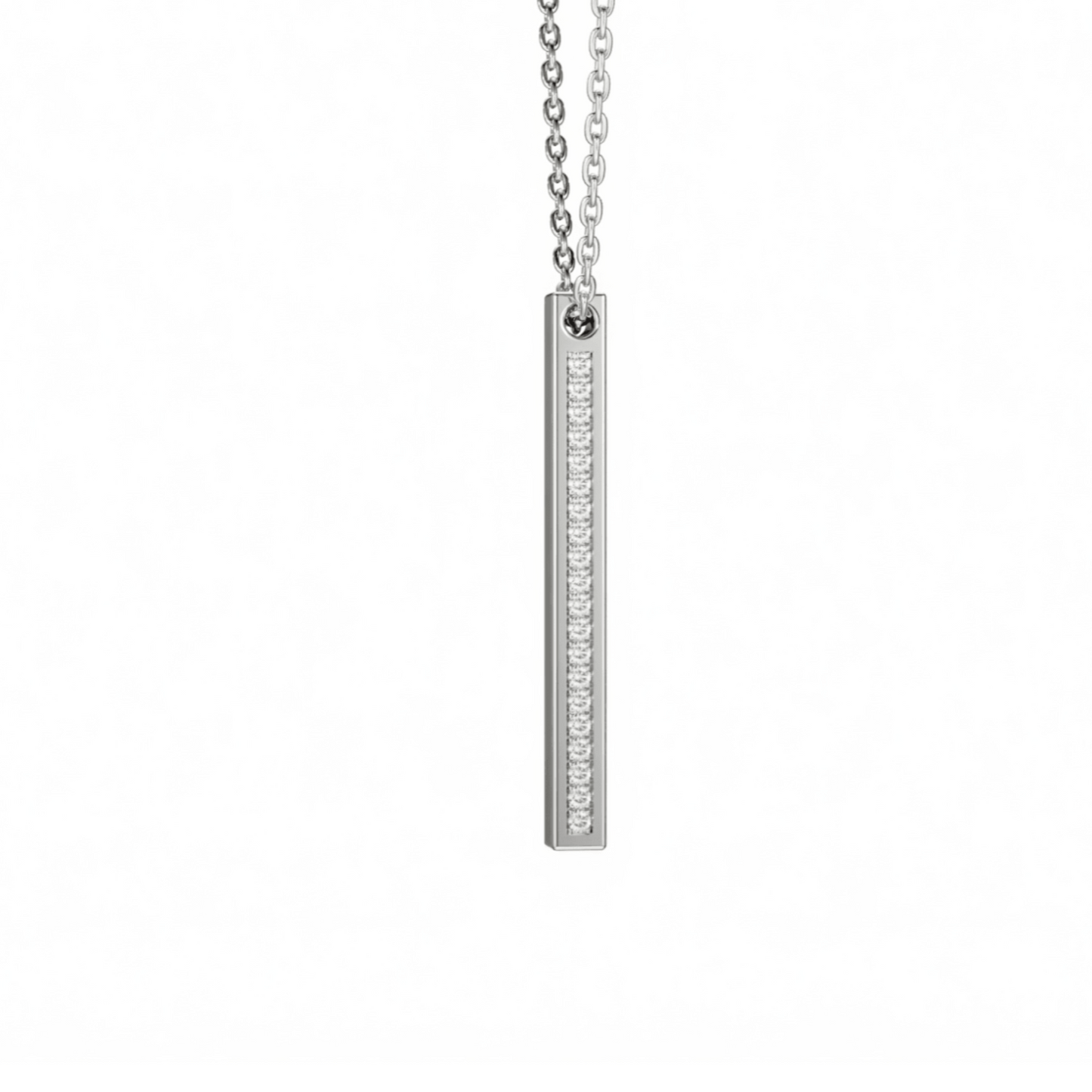 Vertical Drop Diamond Bar Pendant | 18ct White Gold - Rosendorff Diamond Jewellers