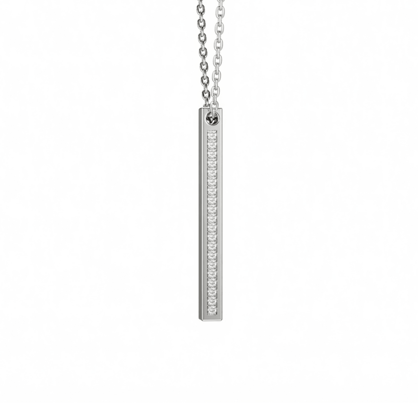 Vertical Drop Diamond Bar Pendant | 18ct White Gold - Rosendorff Diamond Jewellers