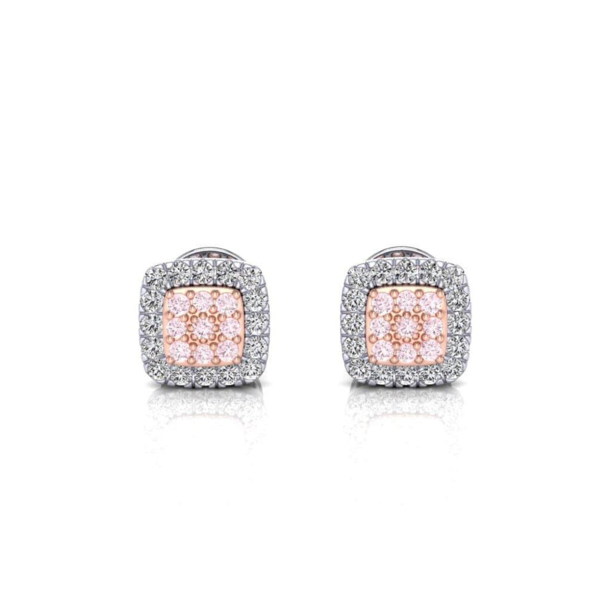 Eminence Pinks Diamond Square Earrings | White Gold - Rosendorff Diamond Jewellers