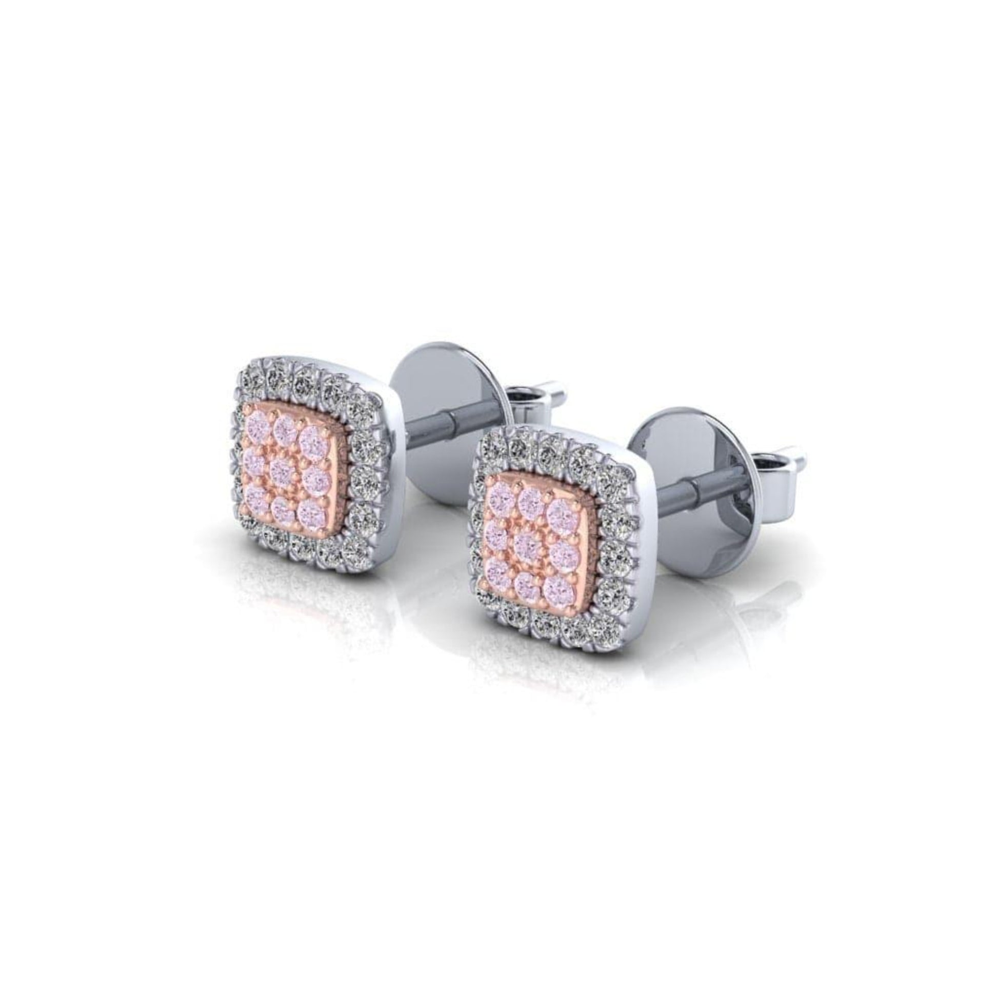 Eminence Pinks Diamond Square Earrings | White Gold - Rosendorff Diamond Jewellers