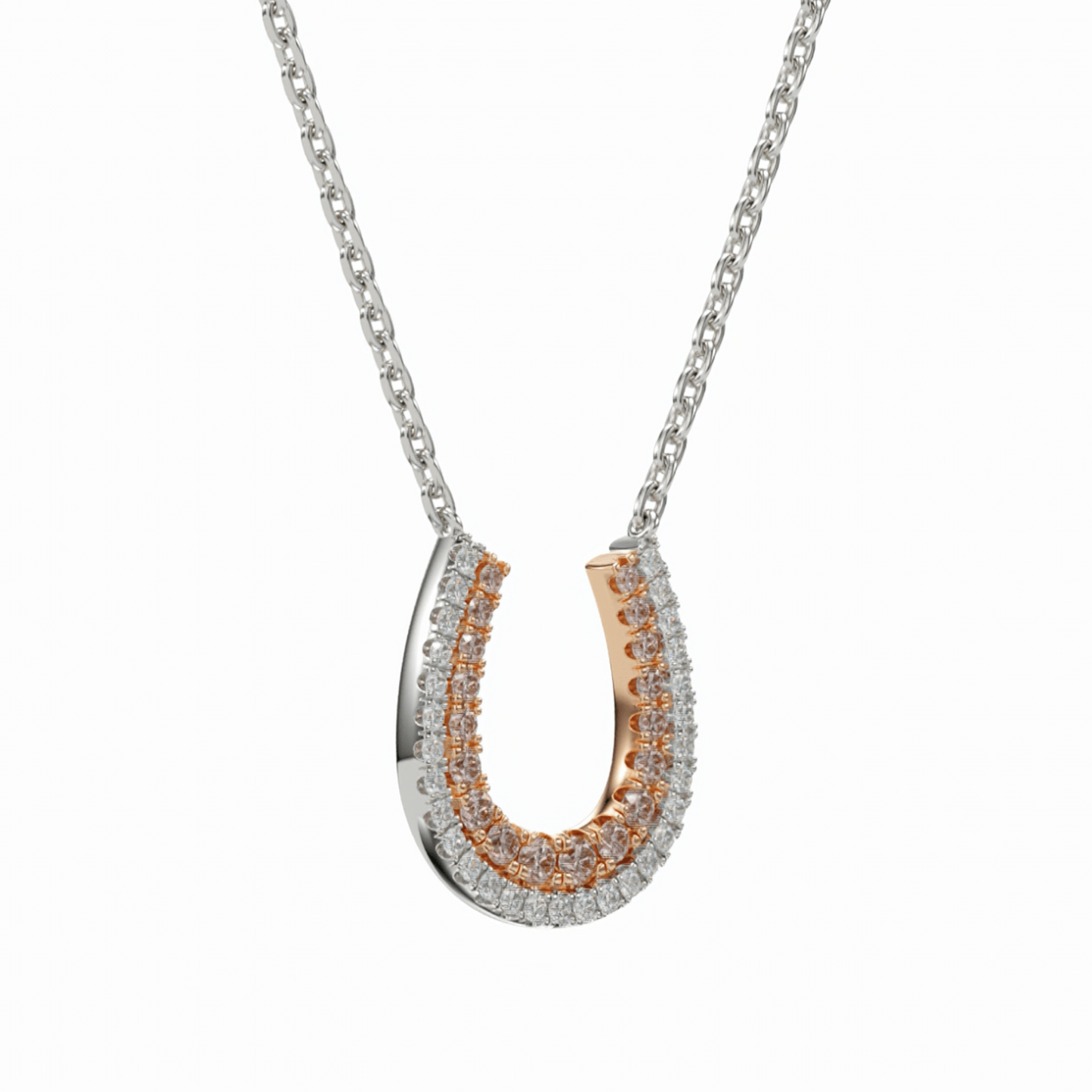 Horse Shoe Pink Diamond Pendant | 18ct White Gold - Rosendorff Diamond Jewellers
