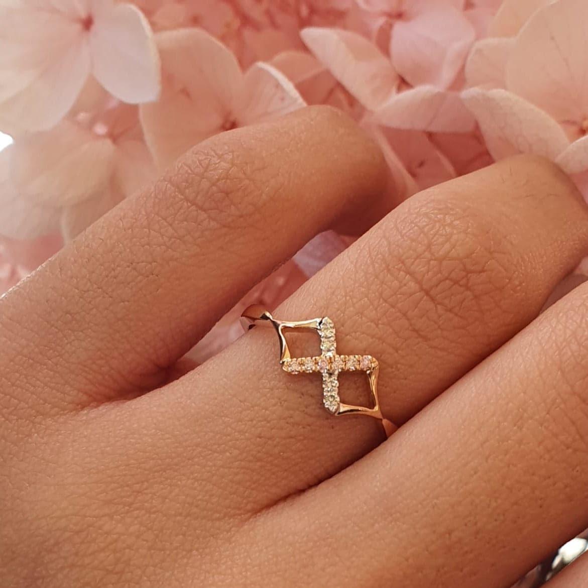 Eminence Pinks Diamond Cross Ring - Rosendorff Diamond Jewellers