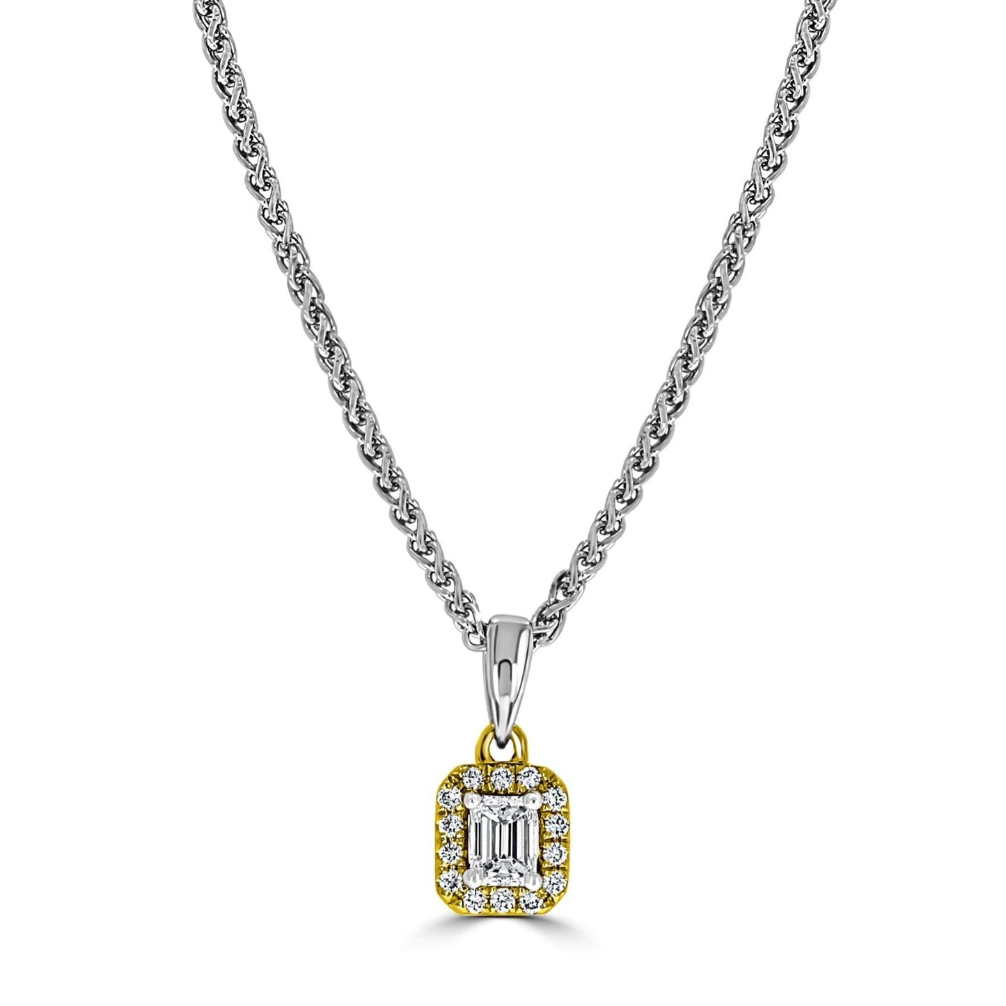 Halo Emerald Diamond Pendant - Rosendorff Diamond Jewellers