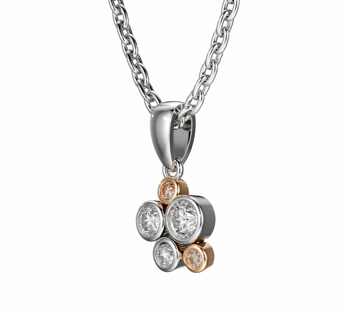 Pink & White Diamond Bezel Pendant | 18ct White Gold - Rosendorff Diamond Jewellers