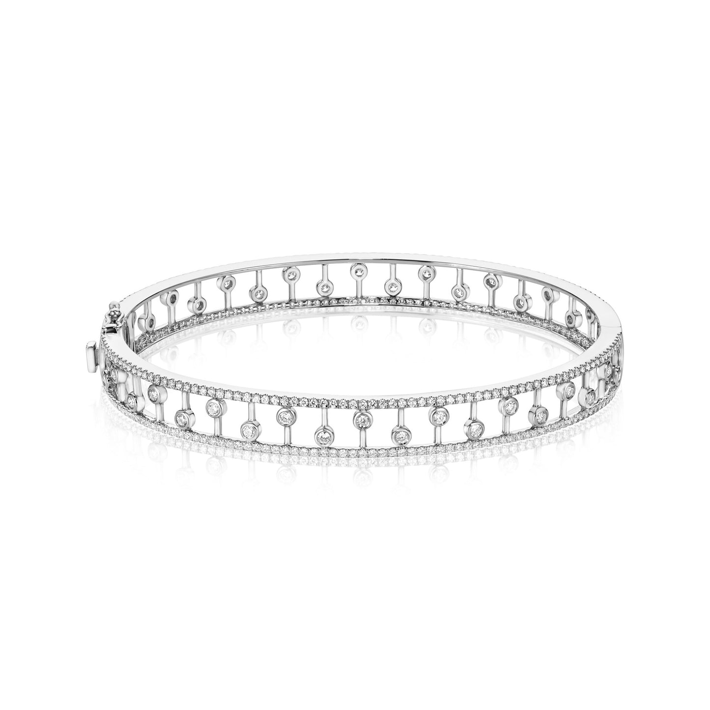 Bezel Diamond Bangle, 18k White Gold