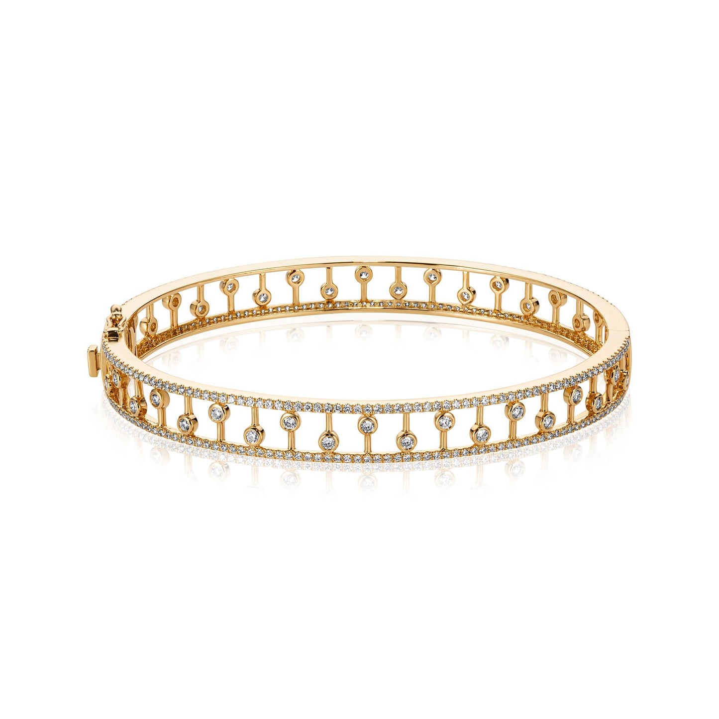 Bezel Diamond Bangle, 18k Yellow Gold