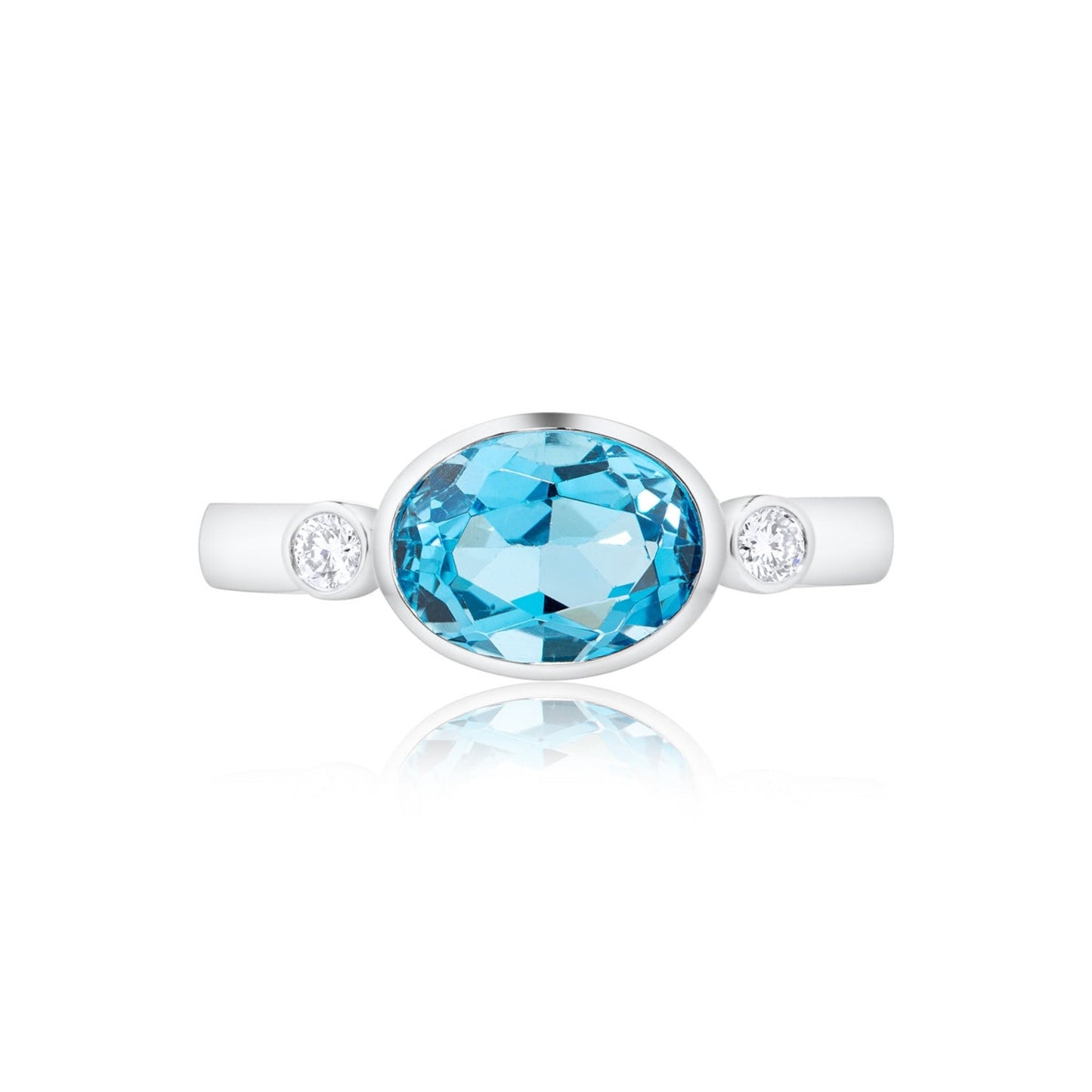 Blue Topaz 2.37ct Bezel Trilogy | 18ct White Gold