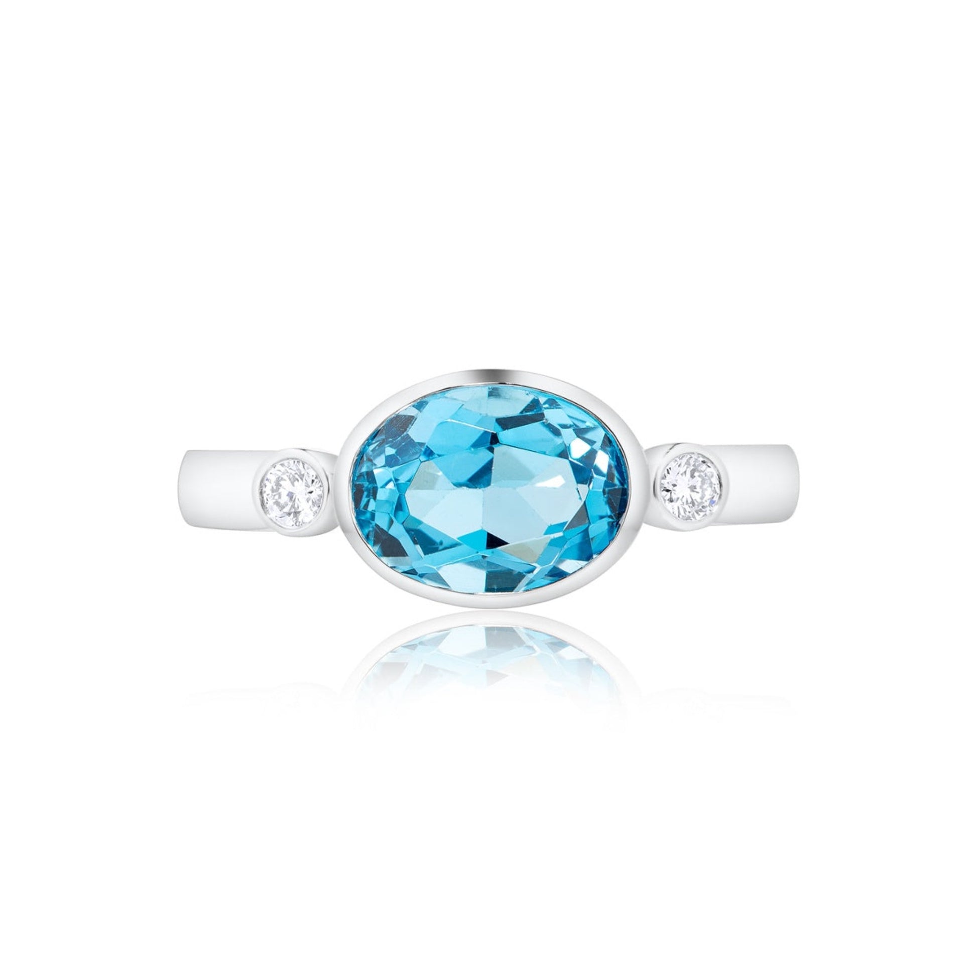 Blue Topaz 2.37ct Bezel Trilogy | 18ct White Gold