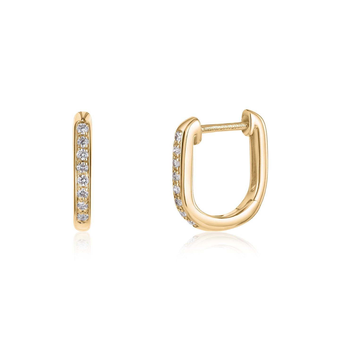 Pave U Hoop & Diamond Huggies - Yellow Gold