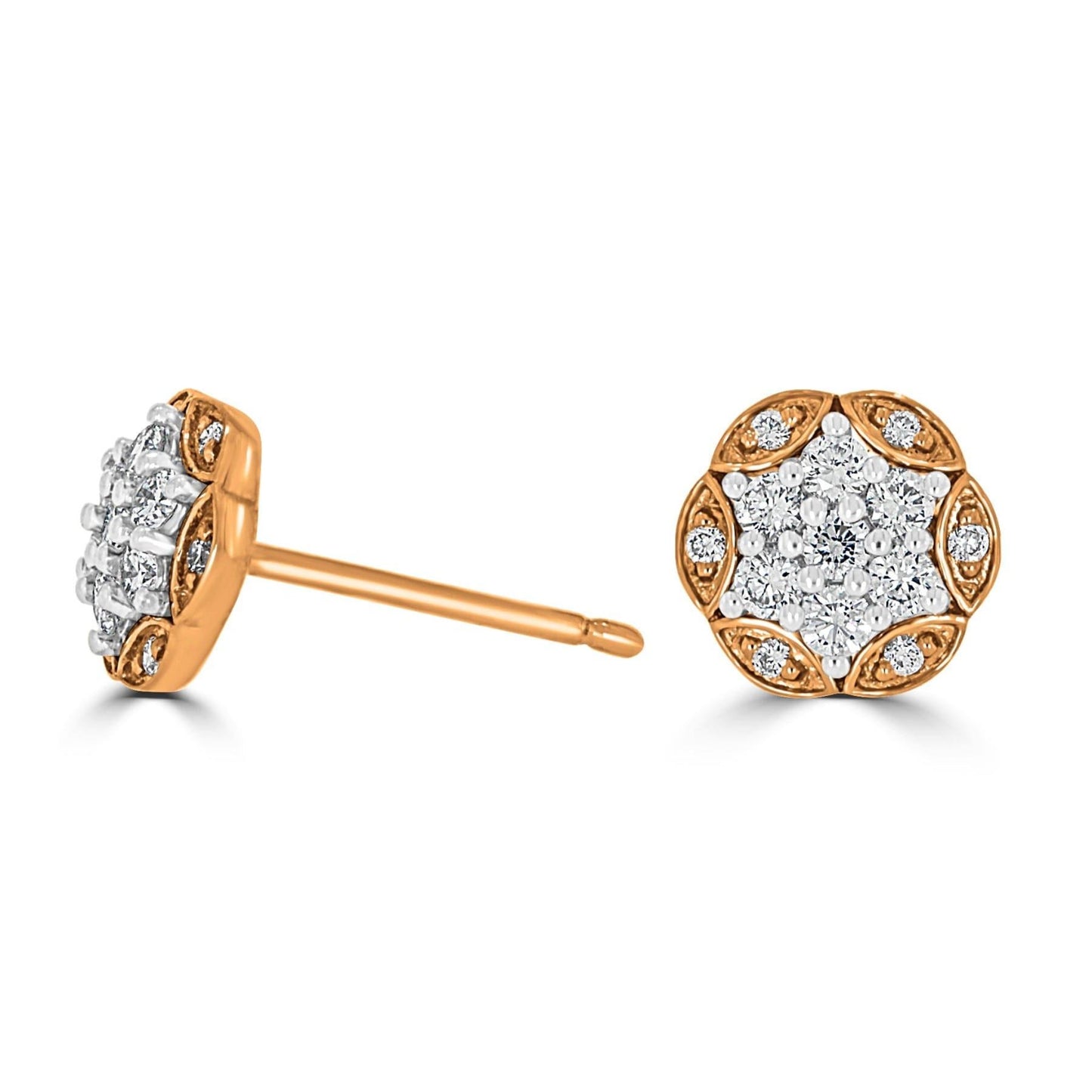 Hex Cluster Diamond Stud Earrings