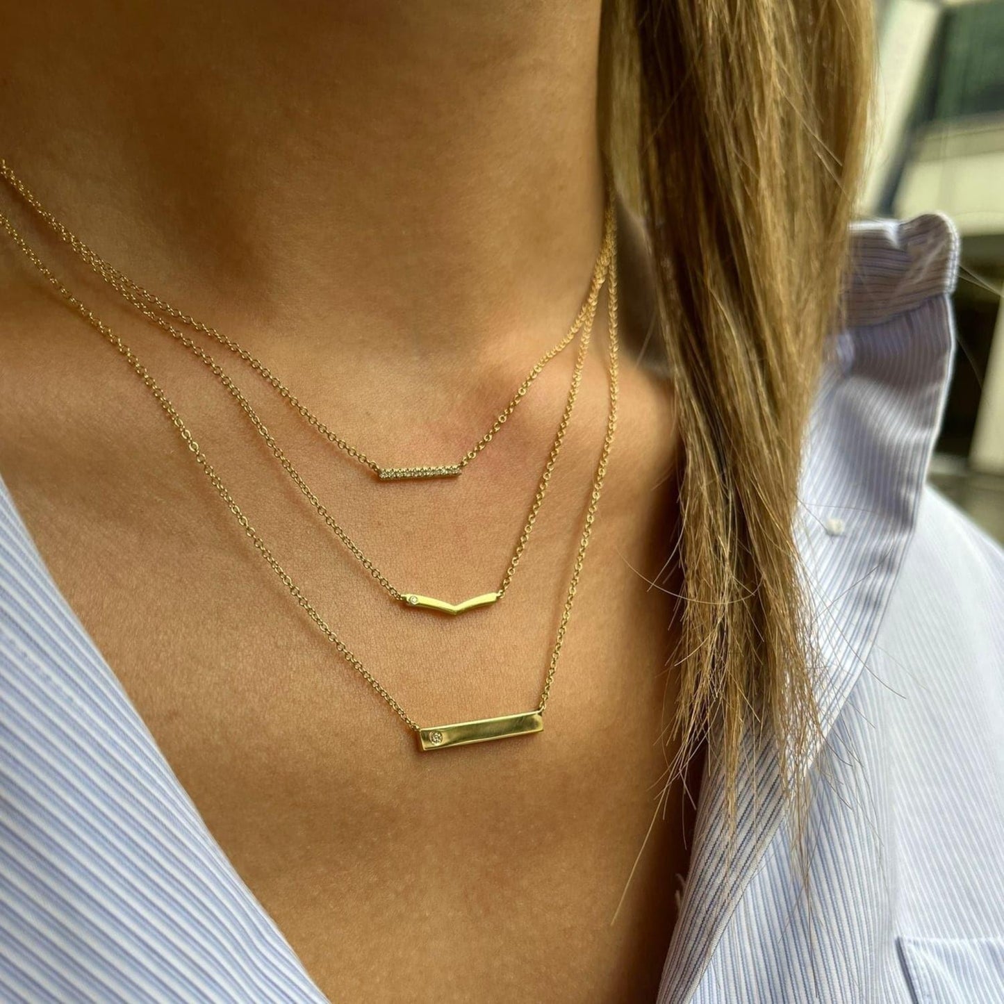 Full Diamond Bar Pendants