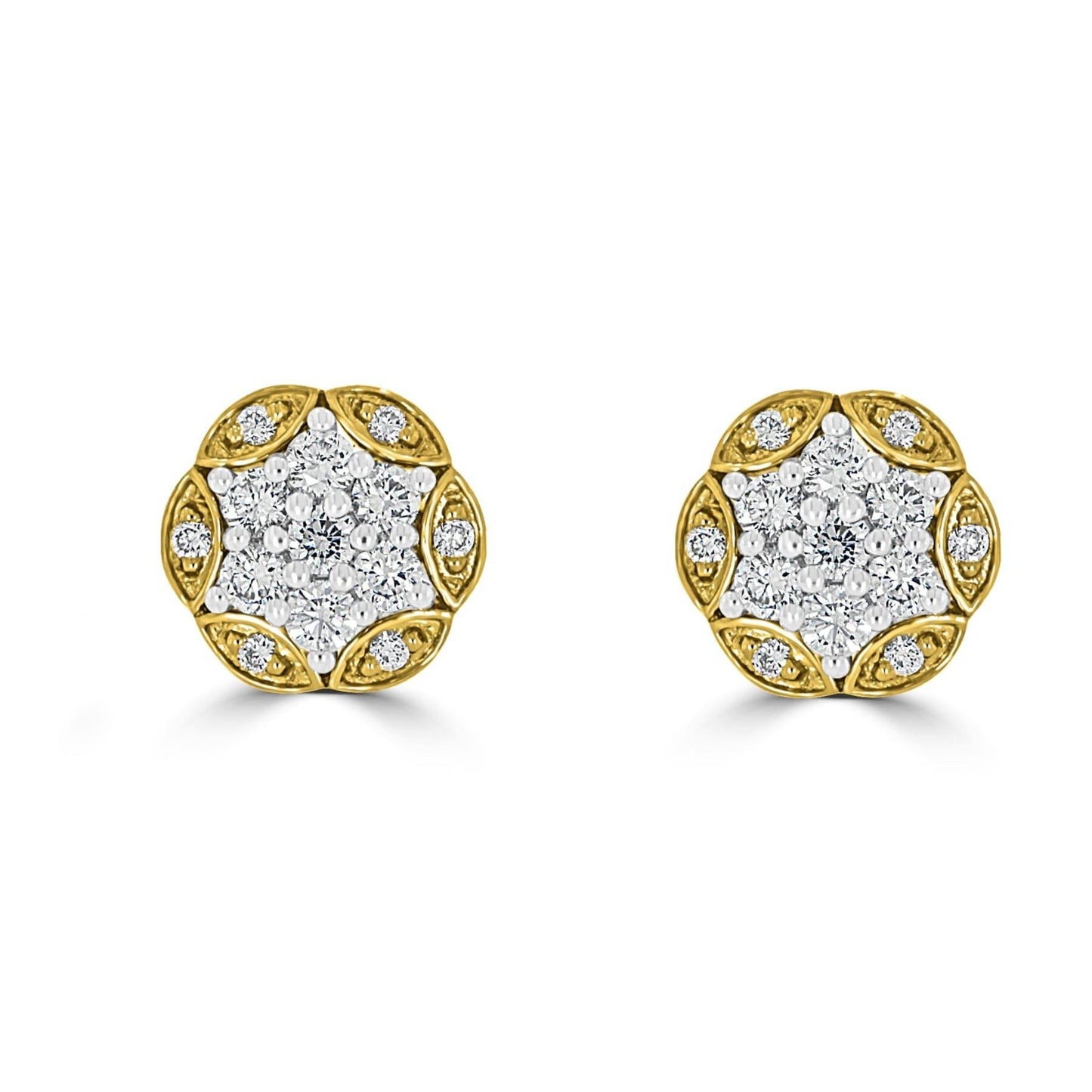 Hex Cluster Diamond Stud Earrings
