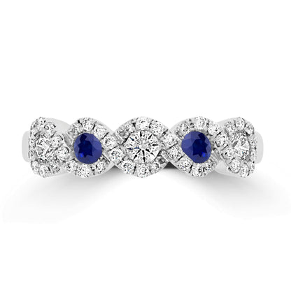 Sapphire & Diamond Twist Ring