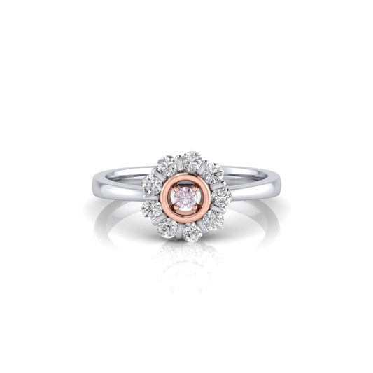 Small Flower Pink & White Halo Ring
