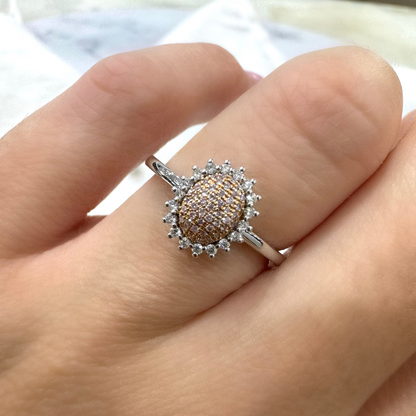 Eminence Pinks Sunflower Oval Pave Ring