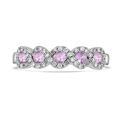 Twist Halo Pink Sapphire & Diamond Ring