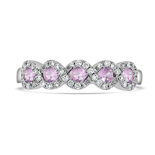 Twist Halo Pink Sapphire & Diamond Ring
