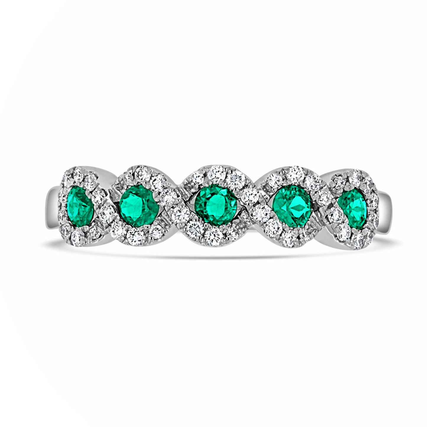 Twist Halo Emerald & Diamond Ring