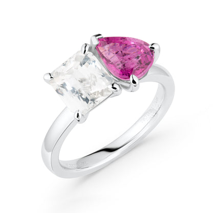 White Sapphire & Pink Tourmaline Toi Et Moi Ring