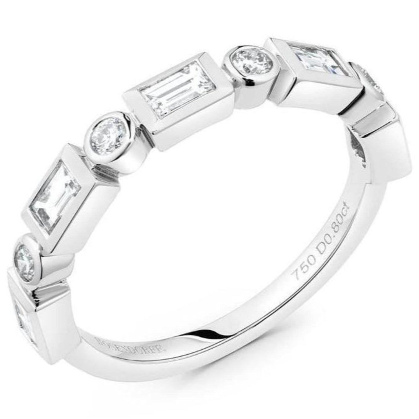 Baguette & Round Brilliant Bezel 7st 0.59tcw Ring