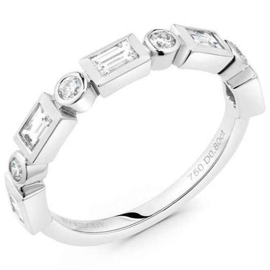 Baguette & Round Brilliant Bezel 7st 0.58tcw Ring