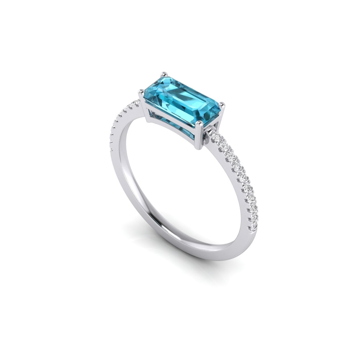 0.90ct Aqua & Diamond Ring