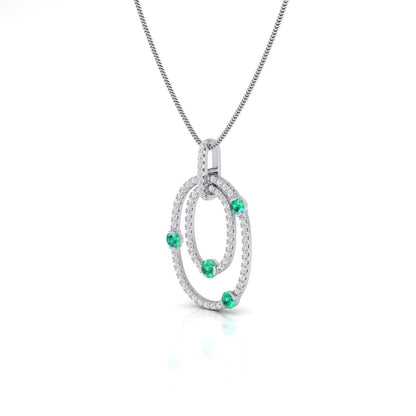 Floating Concentric Emerald & Diamond Pendant