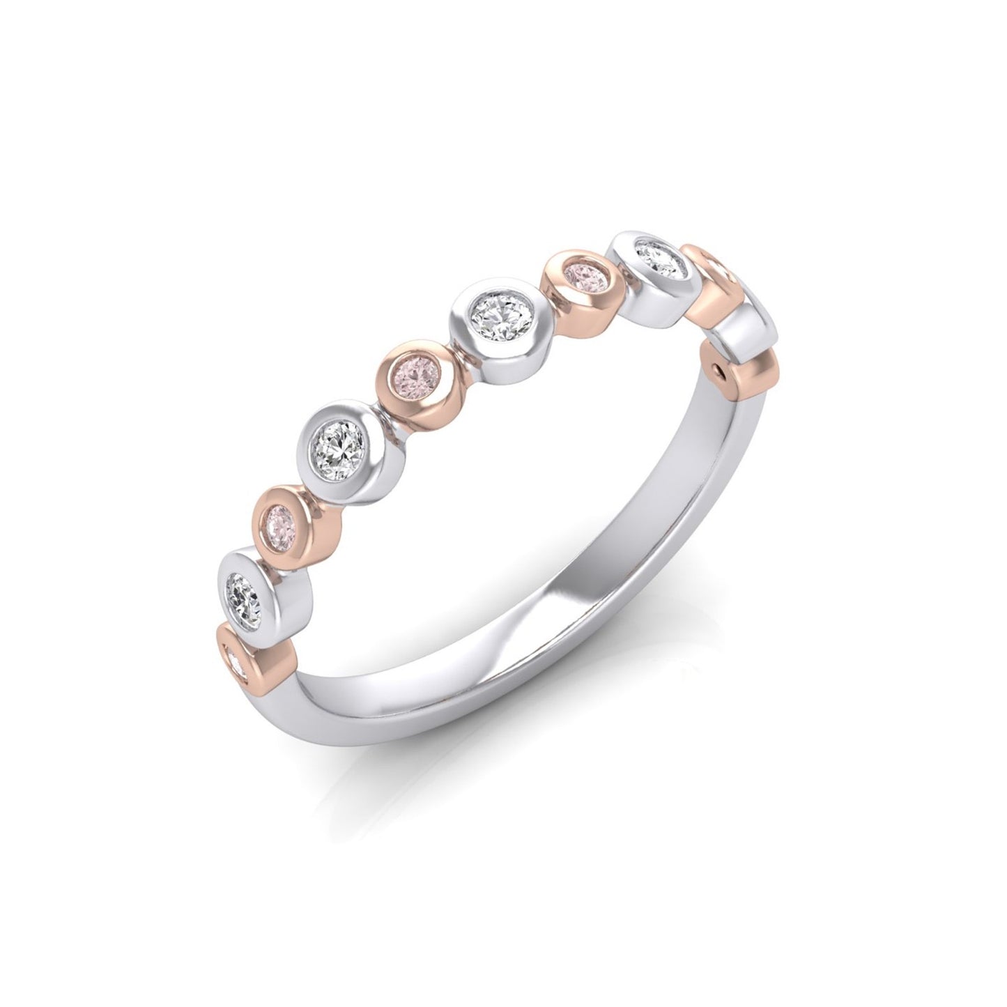 Pink & White Diamond Alternating Bezel Ring