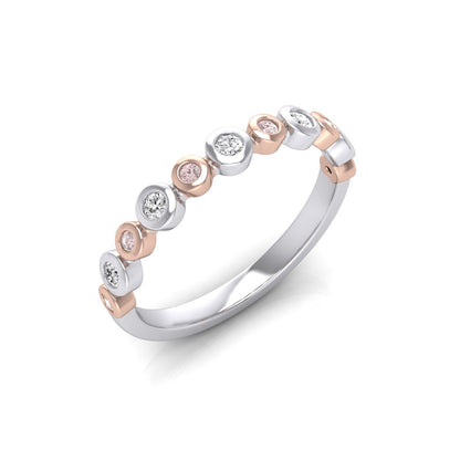 Pink & White Diamond Alternating Bezel Ring