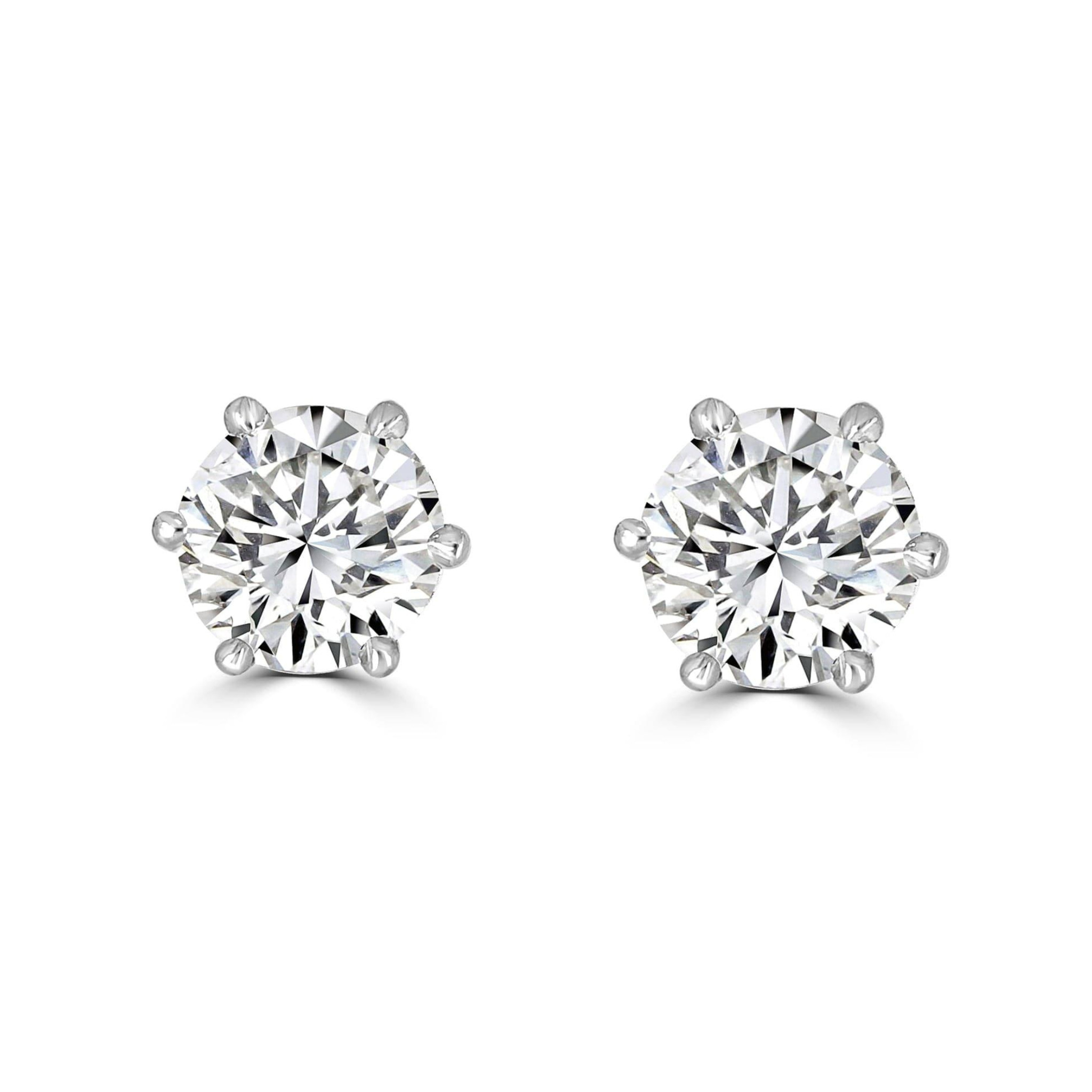 Timeless Diamond 1.00 tcw 6 Claw Earrings