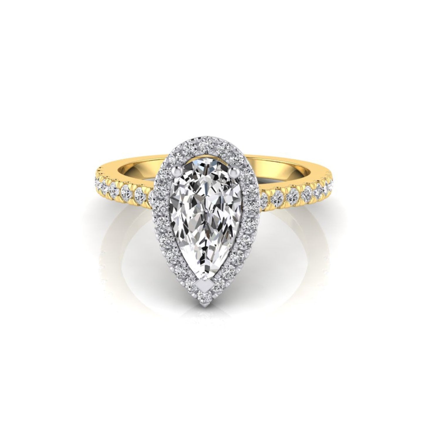 Mary Pear Diamond Halo Ring