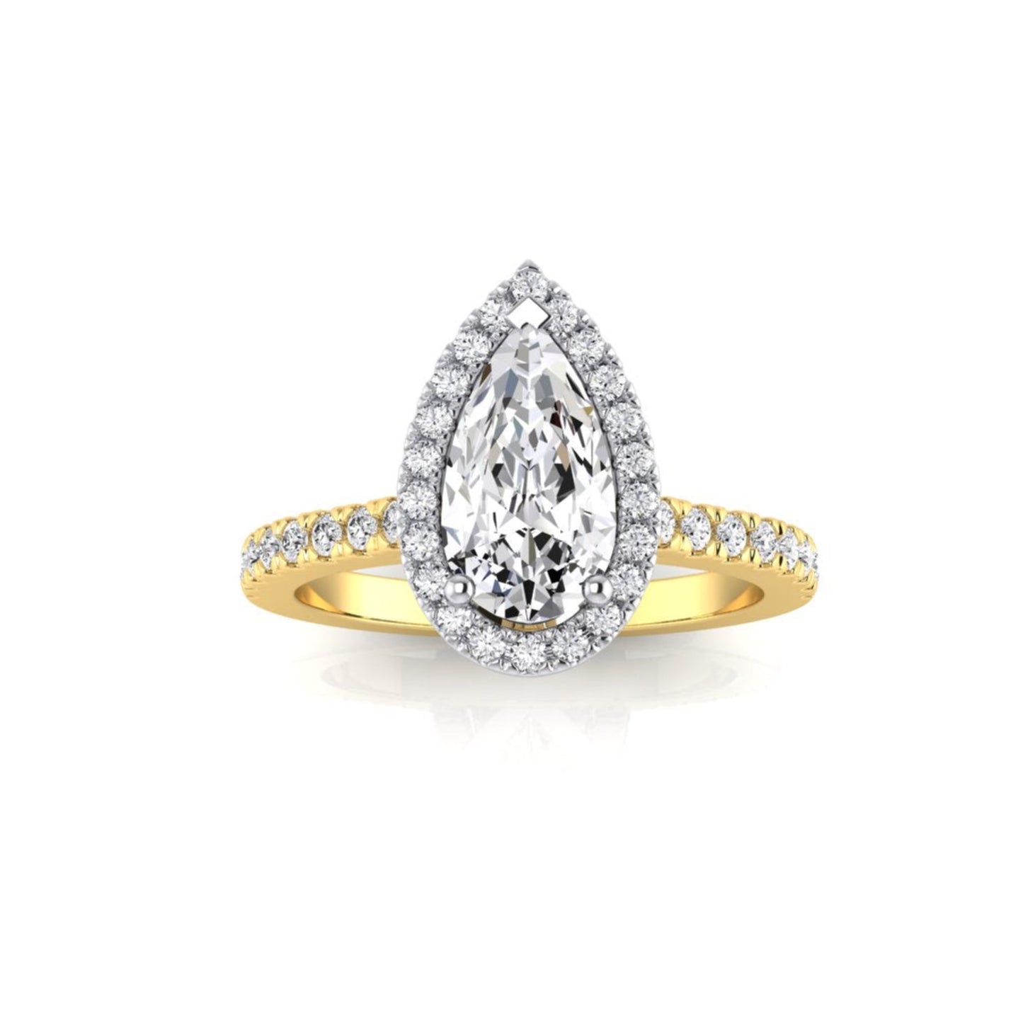 Mary Pear Diamond Halo Ring